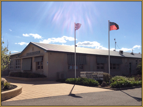 front of the school building